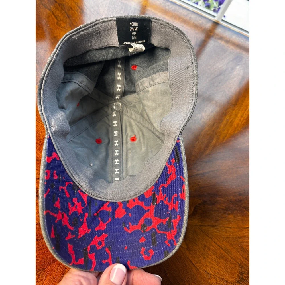Under Armour Youth‎ Baseball Cap Hat Bundle Set of 2 Gray Orange Fitted